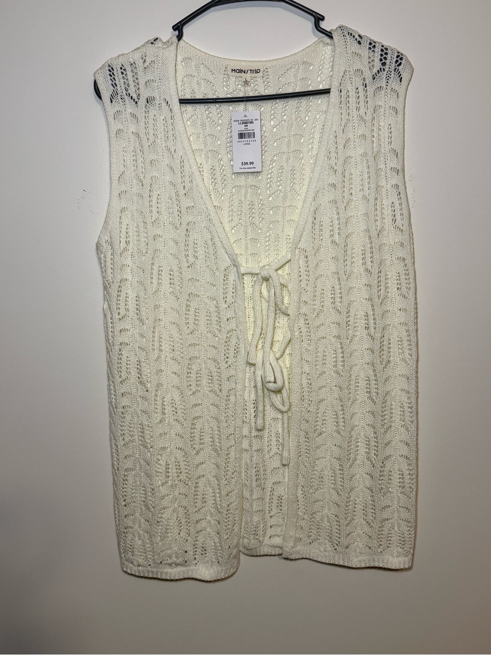 Main Strip Ivory Crochet Knit Sleeveless Top